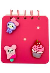 Caderno A7 Fúcsia Perfurado com 50 Páginas e 3 Alfinetes Decorativos