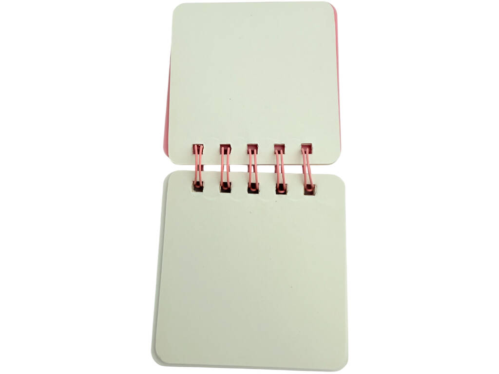 Taccuino A7 rosa perforato con 50 pagine e 3 spille decorative