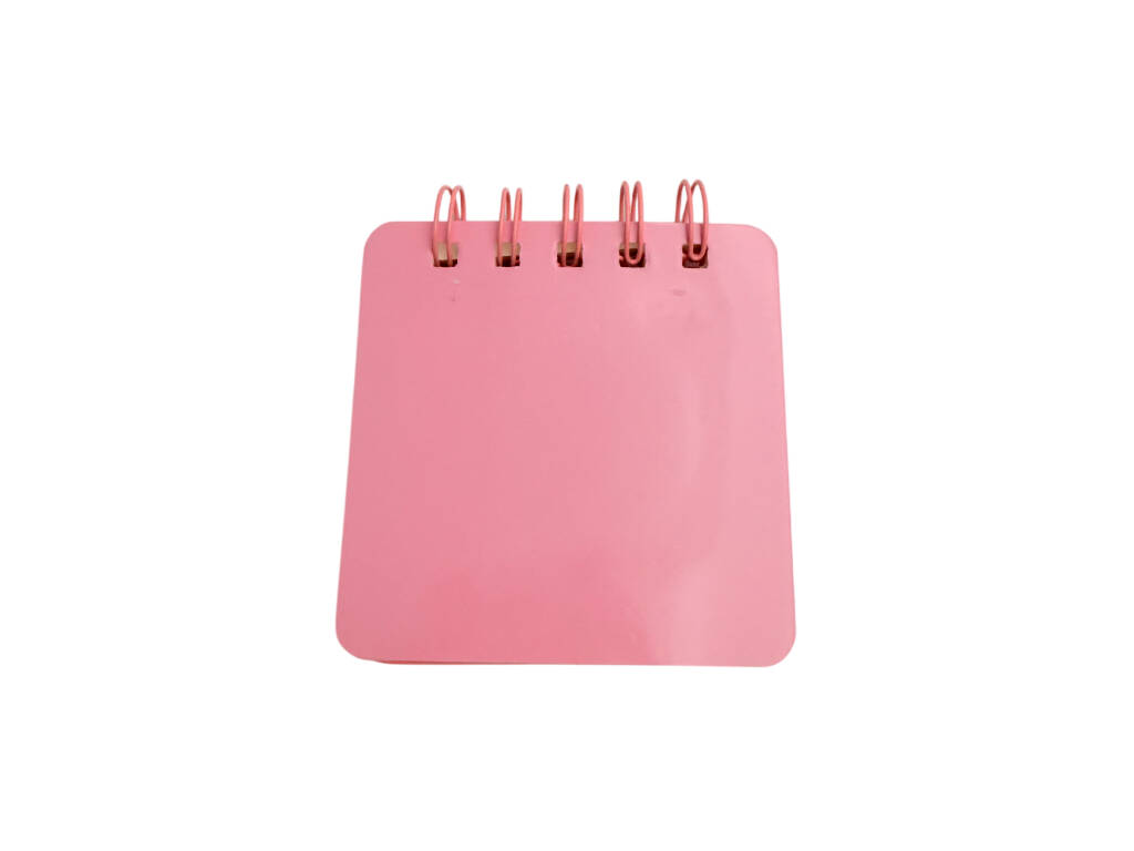 Taccuino A7 rosa perforato con 50 pagine e 3 spille decorative