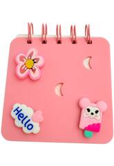 Caderno A7 Rosa Perfurado com 50 Páginas e 3 Alfinetes Decorativos