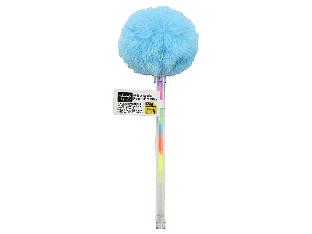 Penna multicolore con pompon e corona da 17,5 cm