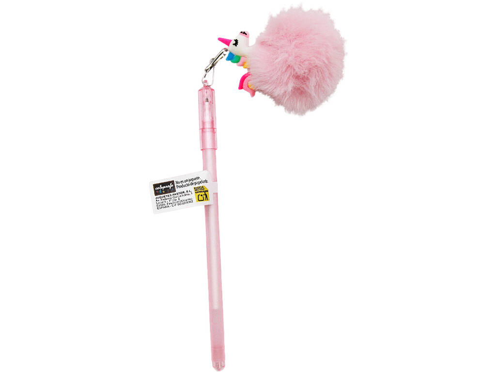 Penna a sfera blu con portachiavi pompon da 17,5 cm