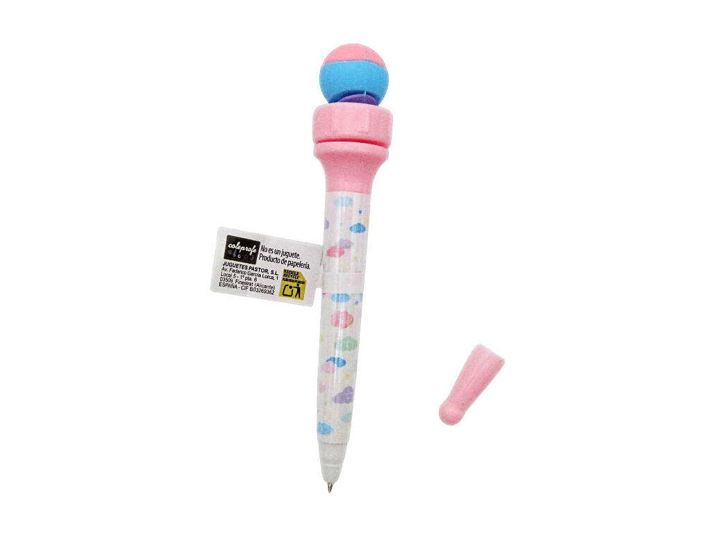 Caneta Azul com Bola Giratória de 15,5 cm