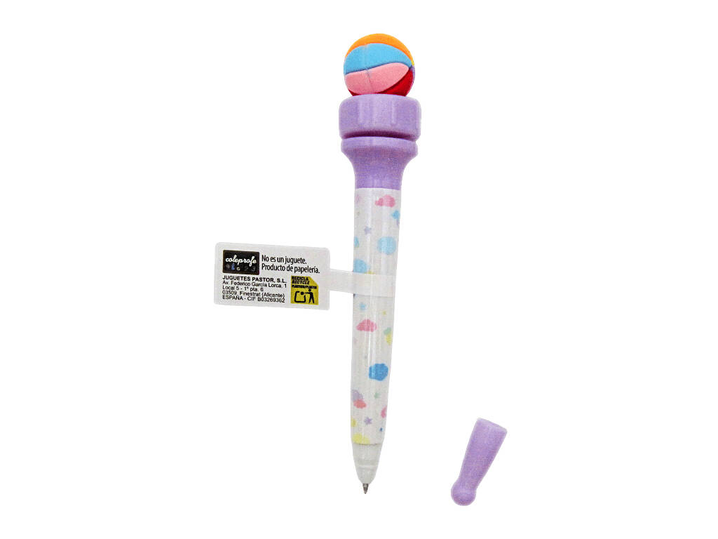 Caneta Azul com Bola Giratória de 15,5 cm