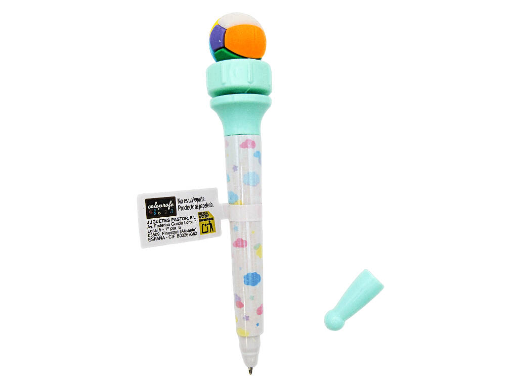 Caneta Azul com Bola Giratória de 15,5 cm