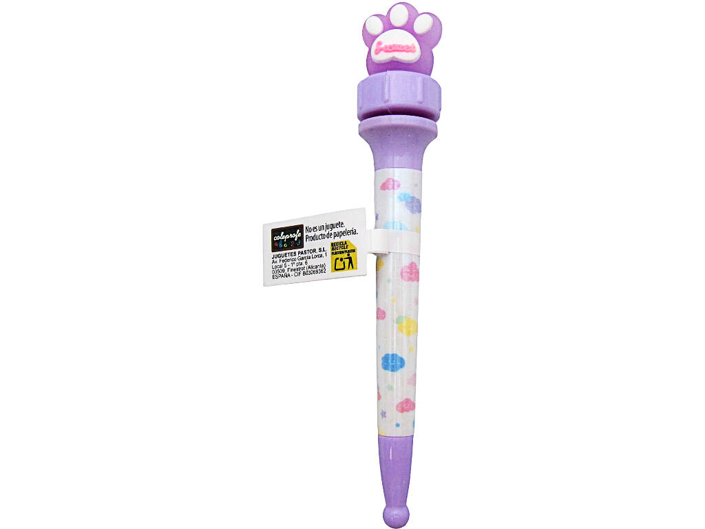 Stylo à bille bleu de 16 cm avec empreinte digitale rotative