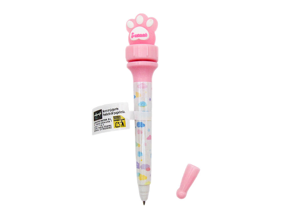 Stylo à bille bleu de 16 cm avec empreinte digitale rotative