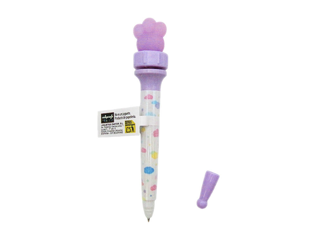 Stylo à bille bleu de 16 cm avec empreinte digitale rotative