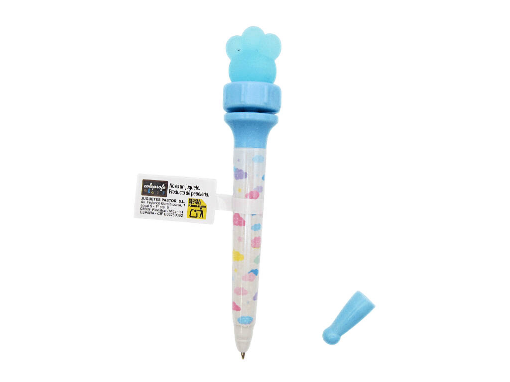 Stylo à bille bleu de 16 cm avec empreinte digitale rotative