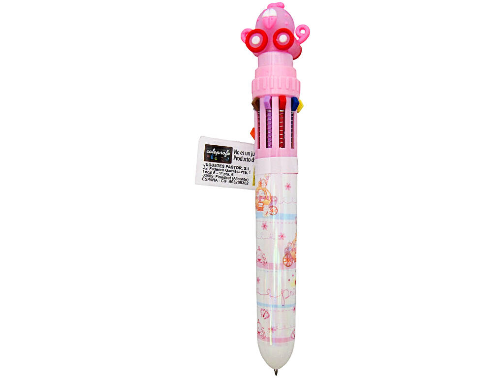 Penna a sfera 10 colori con carrozza girevole da 15,5 cm