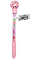 Penna a sfera blu con ciambella e perline con lettere da 18,5 cm