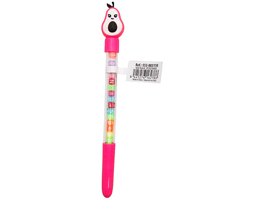 Stylo à bille bleu avec avocat et perles avec lettres 19,5 cm