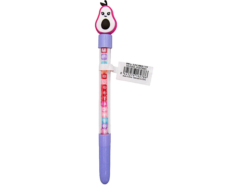 Stylo à bille bleu avec avocat et perles avec lettres 19,5 cm