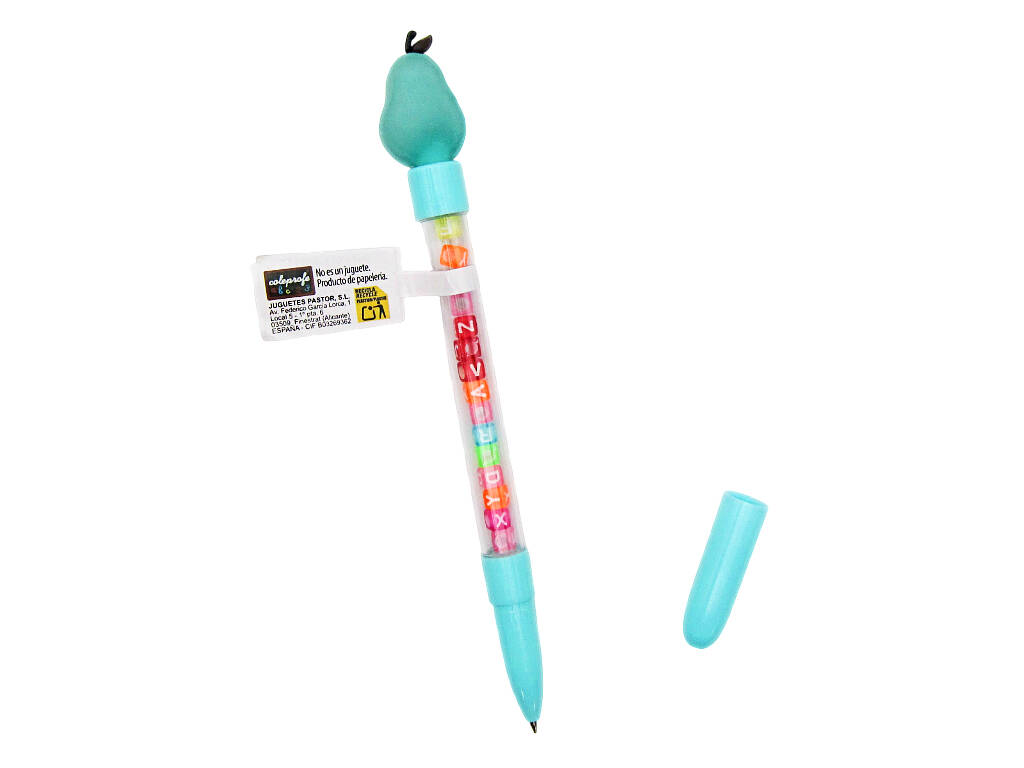 Stylo à bille bleu avec avocat et perles avec lettres 19,5 cm