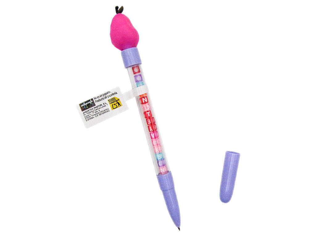Stylo à bille bleu avec avocat et perles avec lettres 19,5 cm