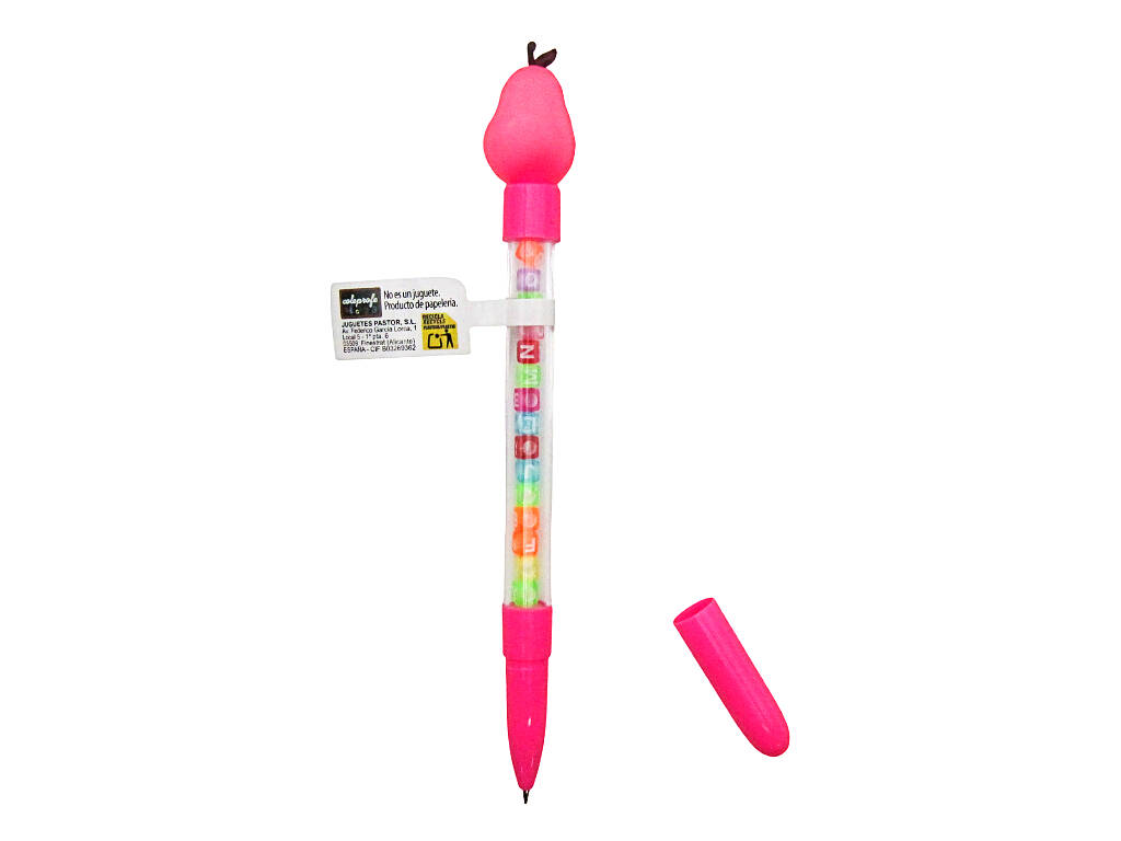Stylo à bille bleu avec avocat et perles avec lettres 19,5 cm