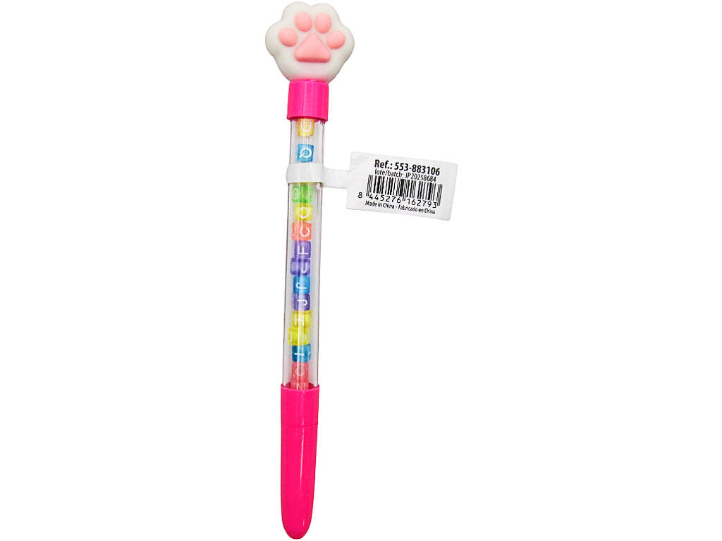 Stylo à bille bleu avec empreinte digitale et perles avec lettrage 18,5 cm