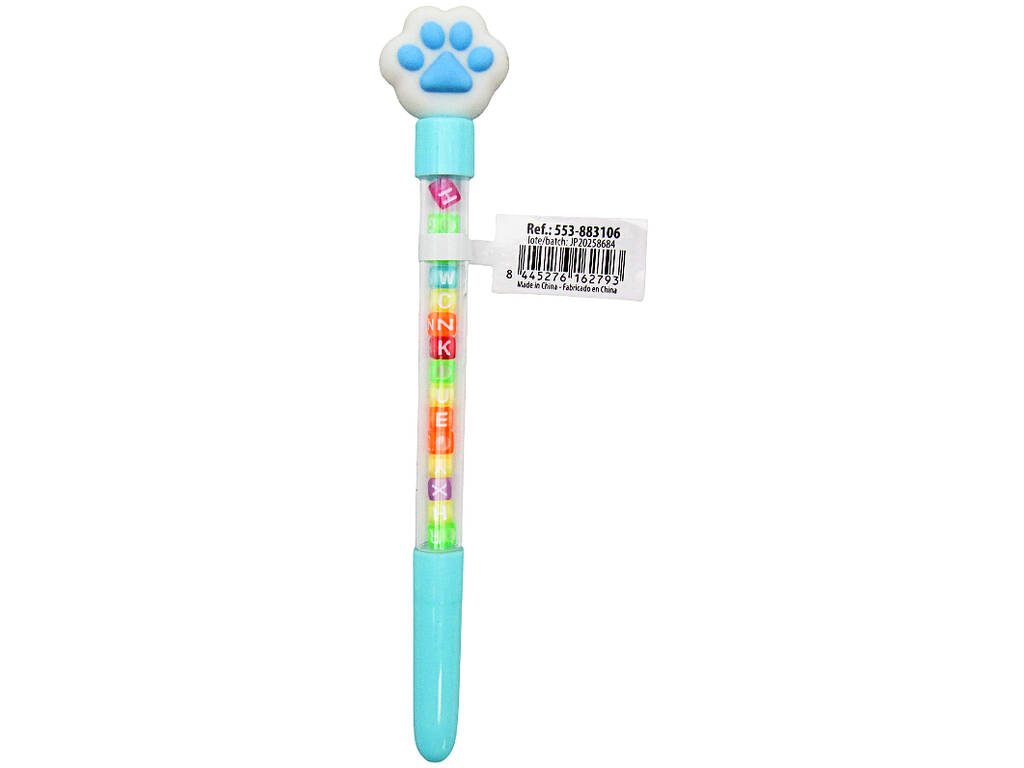 Stylo à bille bleu avec empreinte digitale et perles avec lettrage 18,5 cm