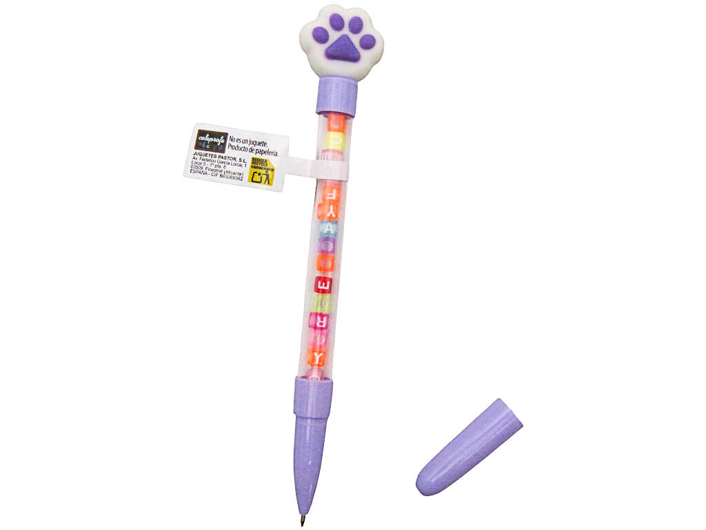 Stylo à bille bleu avec empreinte digitale et perles avec lettrage 18,5 cm