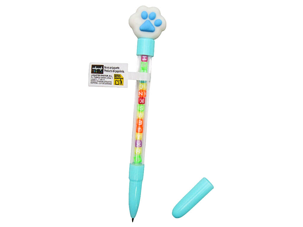Stylo à bille bleu avec empreinte digitale et perles avec lettrage 18,5 cm