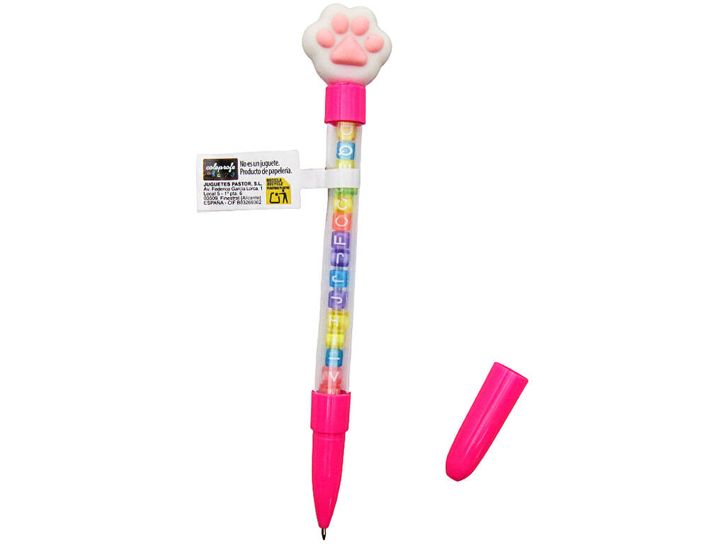 Stylo à bille bleu avec empreinte digitale et perles avec lettrage 18,5 cm