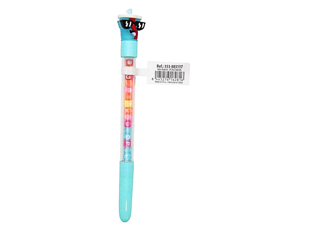 Penna a sfera blu con cibo fast food e perline con lettere da 18,5 cm