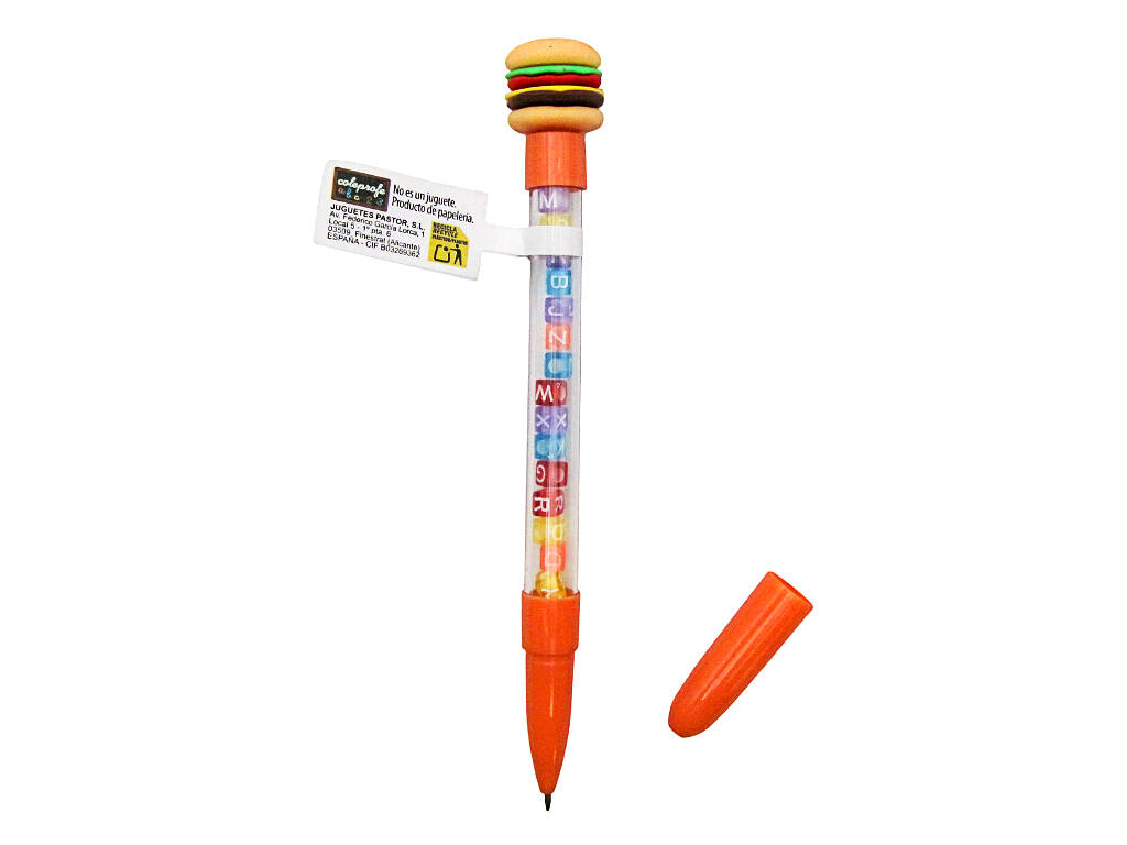 Penna a sfera blu con cibo fast food e perline con lettere da 18,5 cm