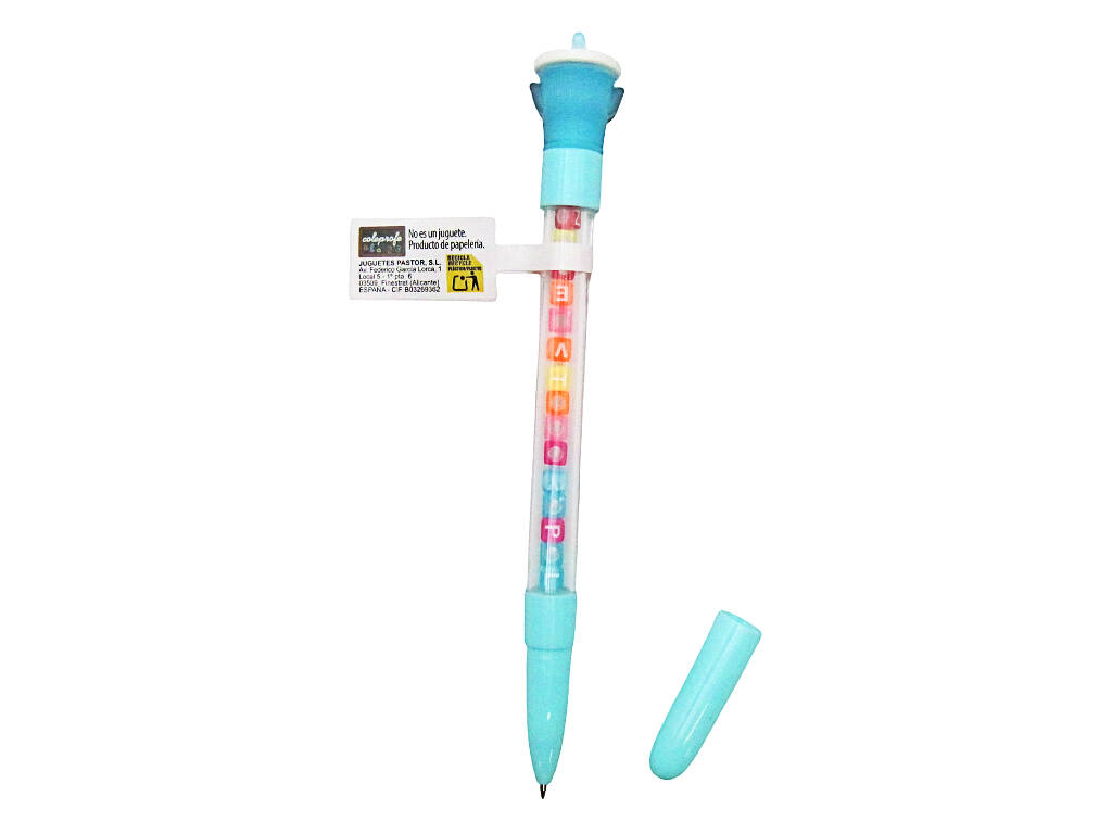 Penna a sfera blu con cibo fast food e perline con lettere da 18,5 cm