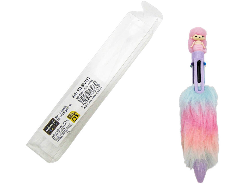Penna a sfera 6 colori con sirena e peluche di 16,5 cm
