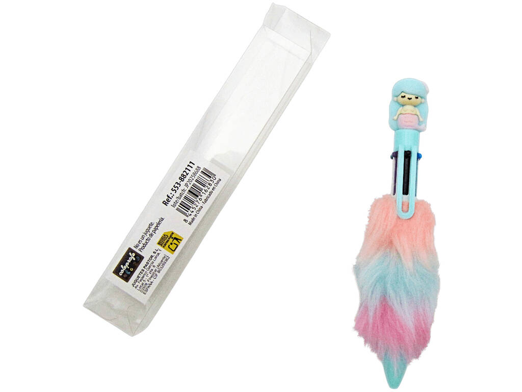 Penna a sfera 6 colori con sirena e peluche di 16,5 cm