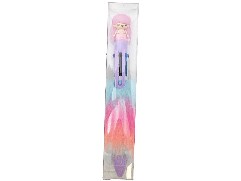 Penna a sfera 6 colori con sirena e peluche di 16,5 cm