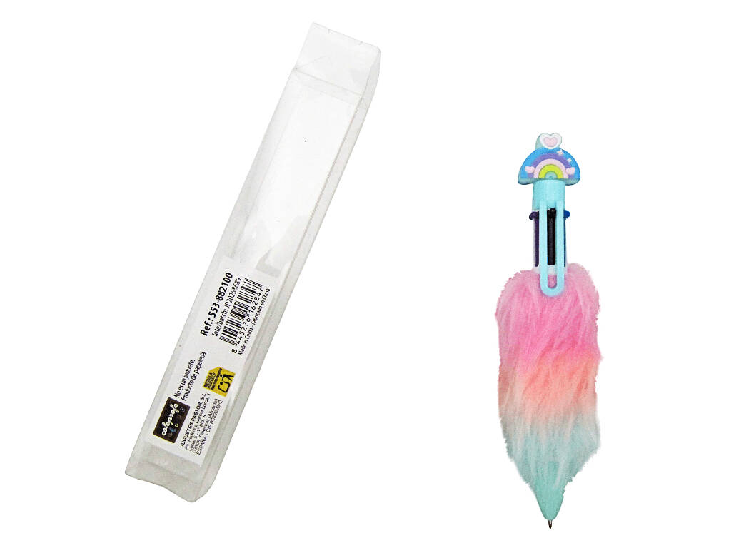 Penna a sfera 6 colori con arcobaleno e peluche di 15,5 cm