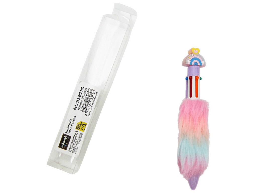 Penna a sfera 6 colori con arcobaleno e peluche di 15,5 cm