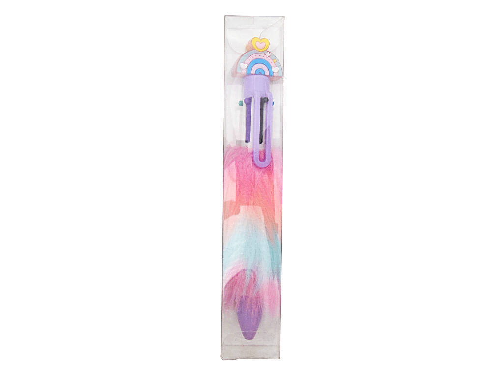 Penna a sfera 6 colori con arcobaleno e peluche di 15,5 cm