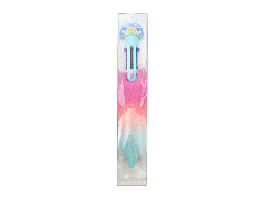 Penna a sfera 6 colori con arcobaleno e peluche di 15,5 cm