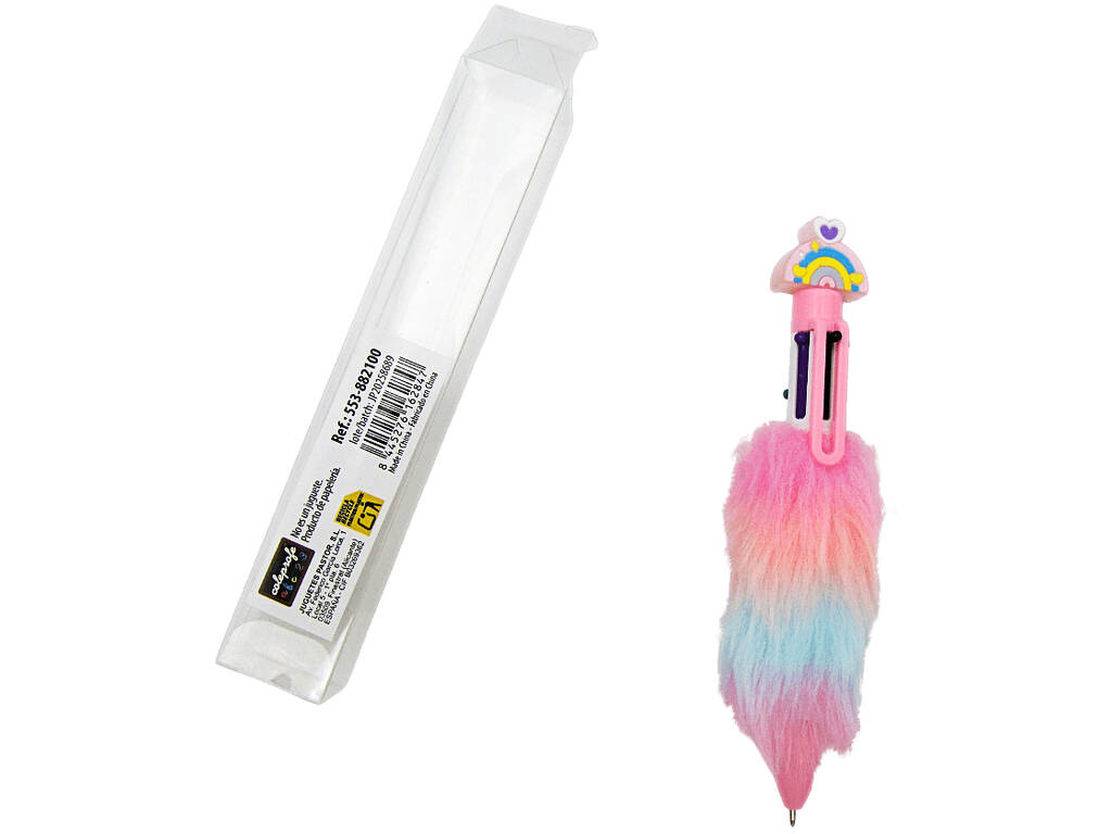 Penna a sfera 6 colori con arcobaleno e peluche di 15,5 cm