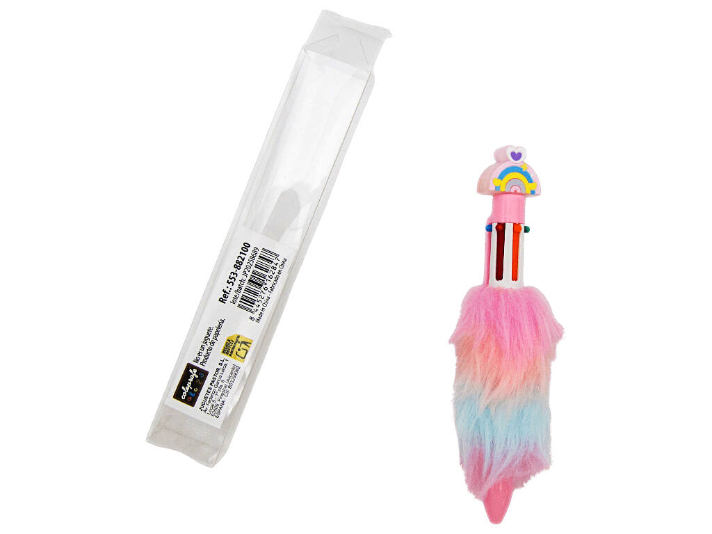 Penna a sfera 6 colori con arcobaleno e peluche di 15,5 cm