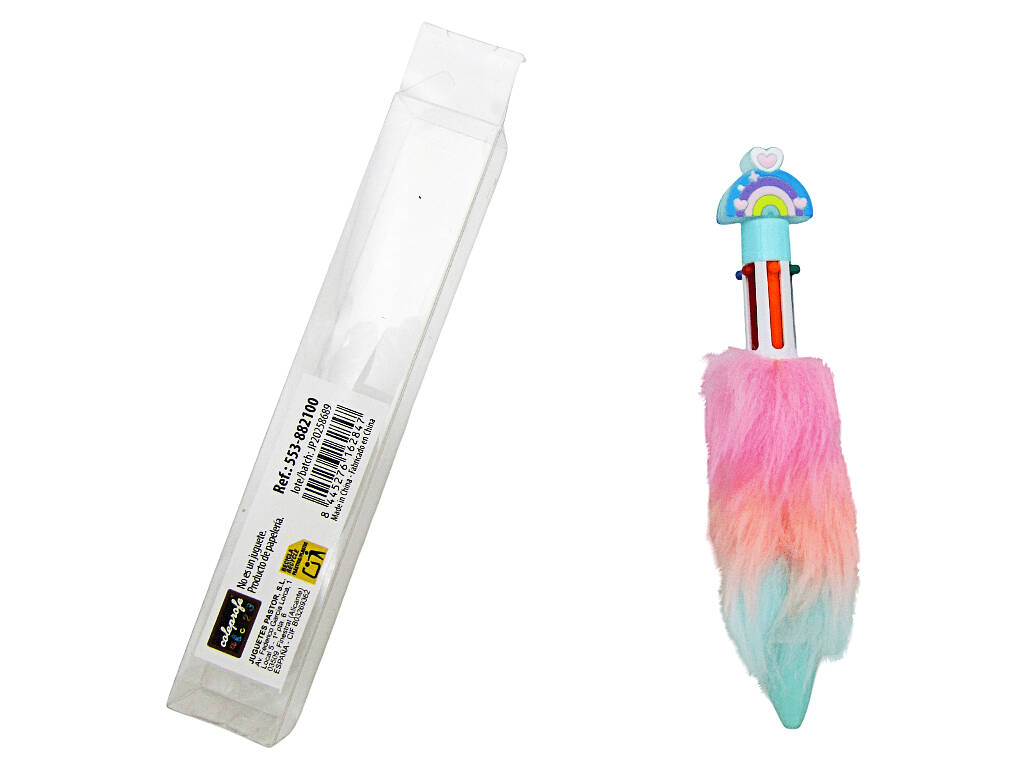 Penna a sfera 6 colori con arcobaleno e peluche di 15,5 cm