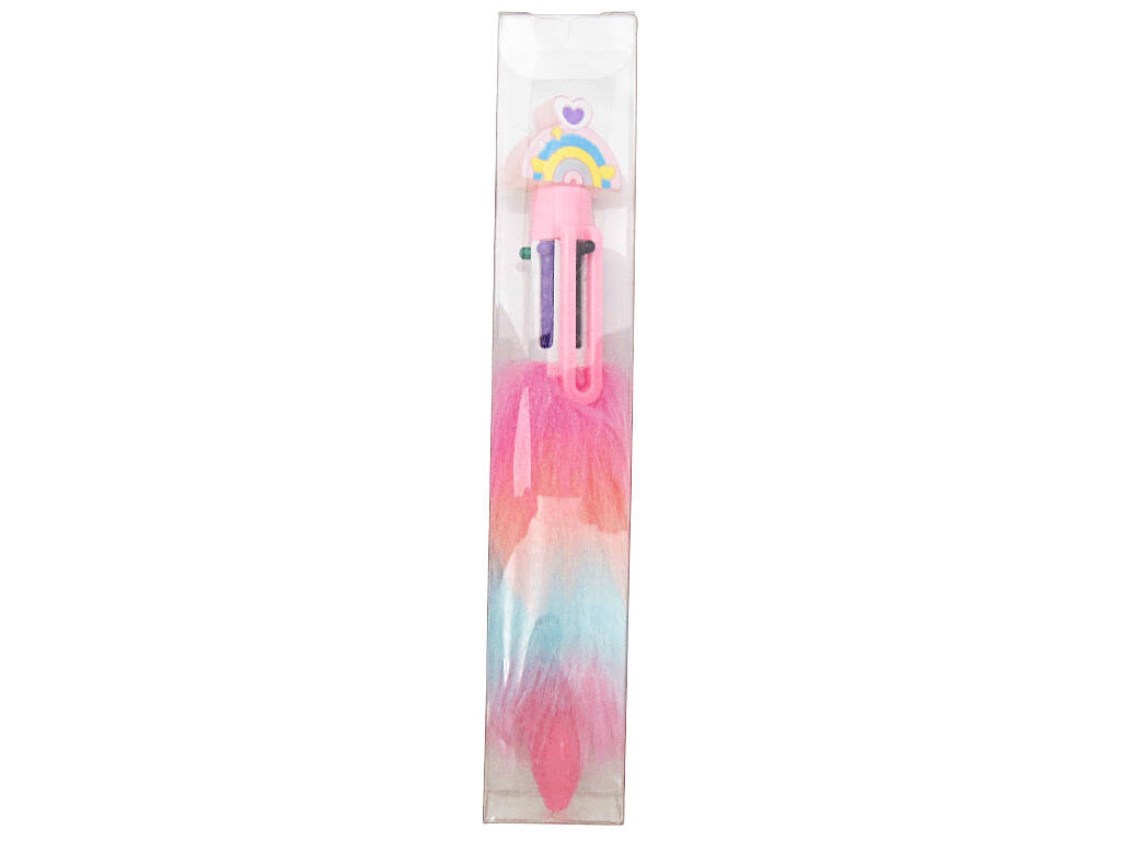 Penna a sfera 6 colori con arcobaleno e peluche di 15,5 cm