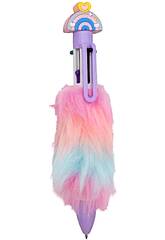Penna a sfera 6 colori con arcobaleno e peluche di 15,5 cm