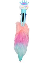 Penna a sfera 6 colori con corona e peluria, 16,5 cm