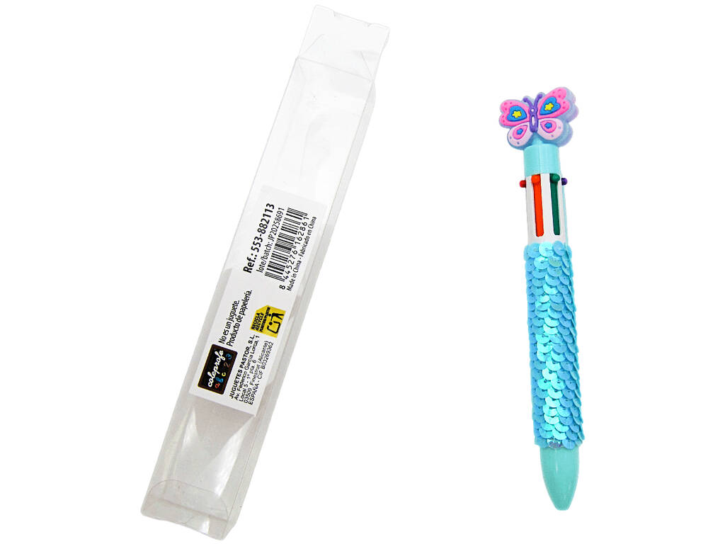 Penna a sfera 6 colori con farfalla da 16 cm