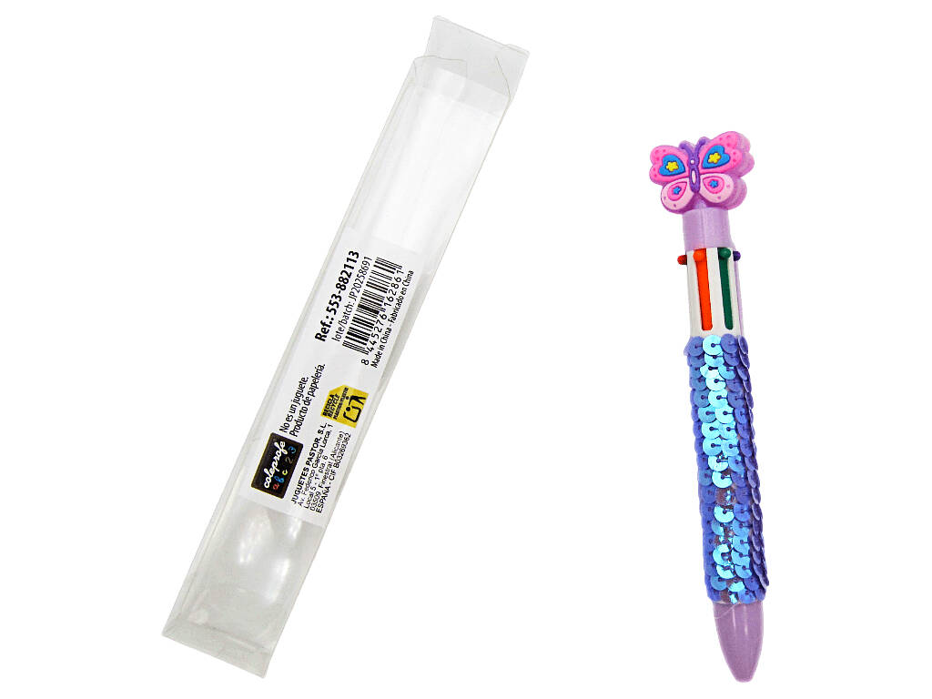 Penna a sfera 6 colori con farfalla da 16 cm