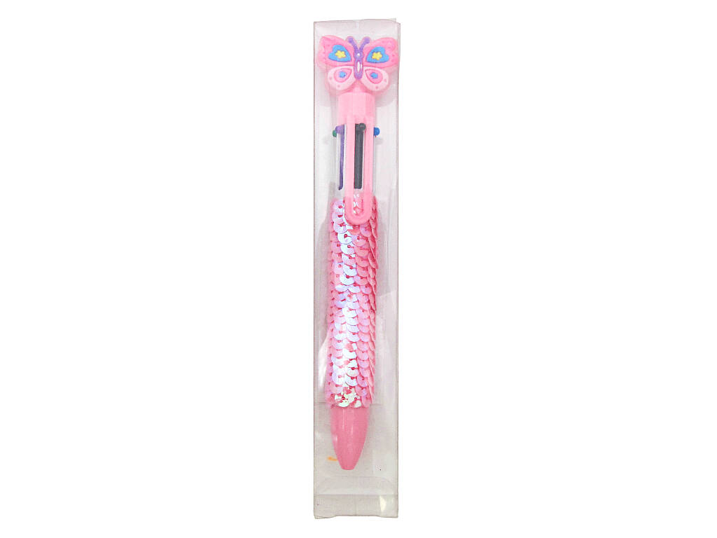 Penna a sfera 6 colori con farfalla da 16 cm