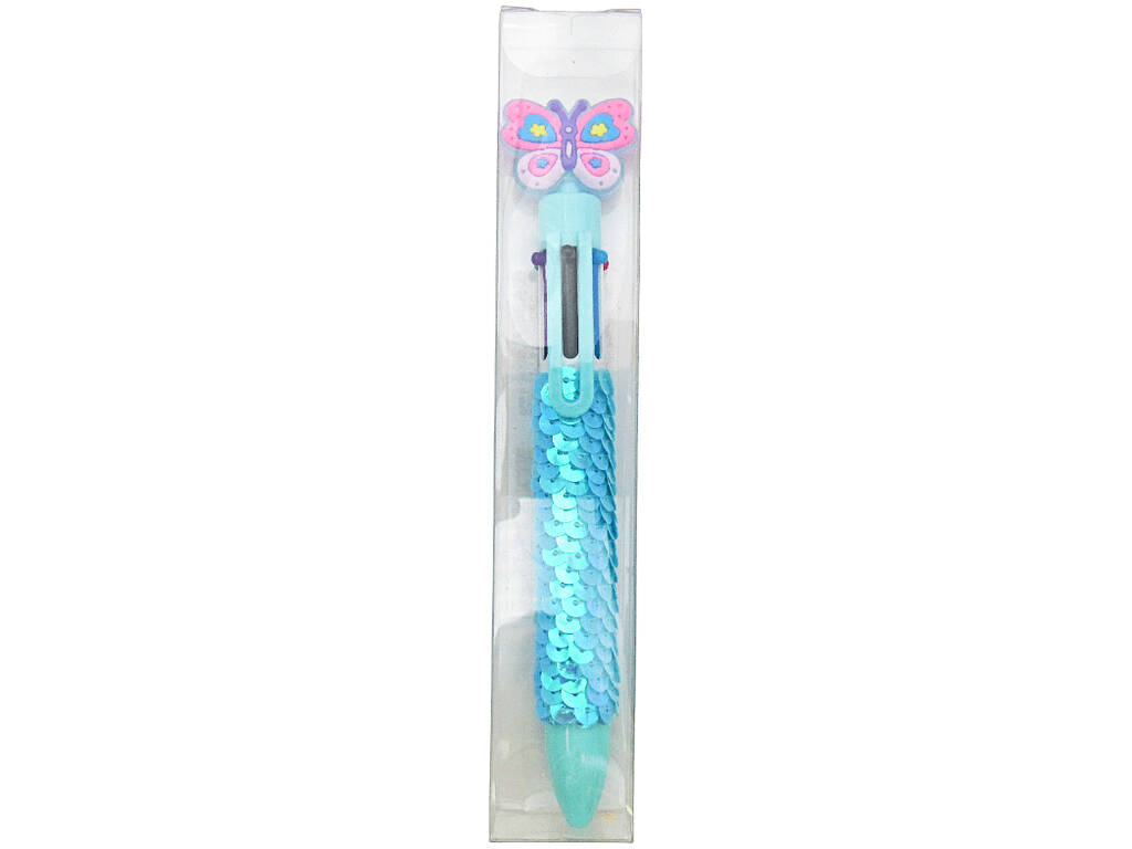 Penna a sfera 6 colori con farfalla da 16 cm