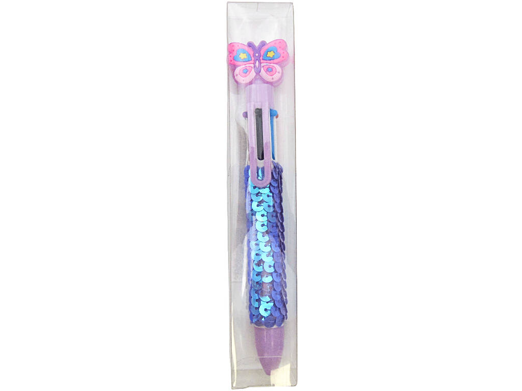 Penna a sfera 6 colori con farfalla da 16 cm