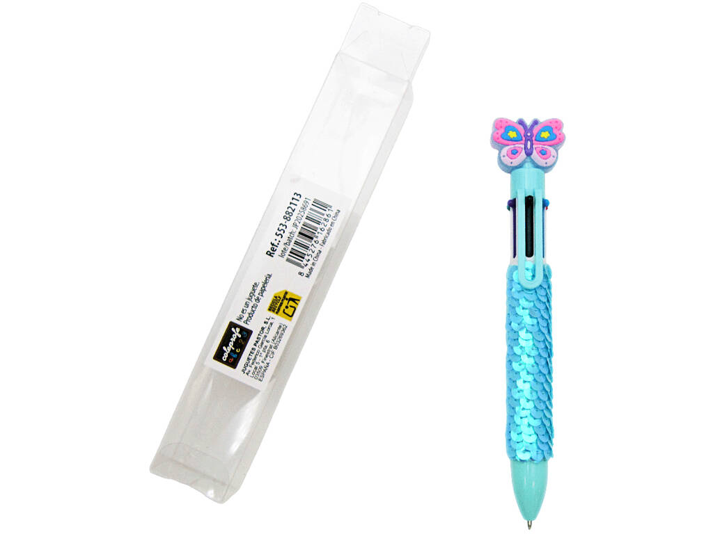 Penna a sfera 6 colori con farfalla da 16 cm