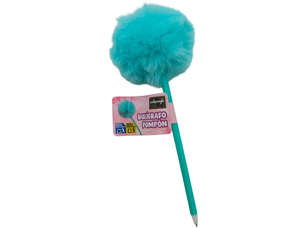 Penna a sfera nera con pompon e corona da 22 cm