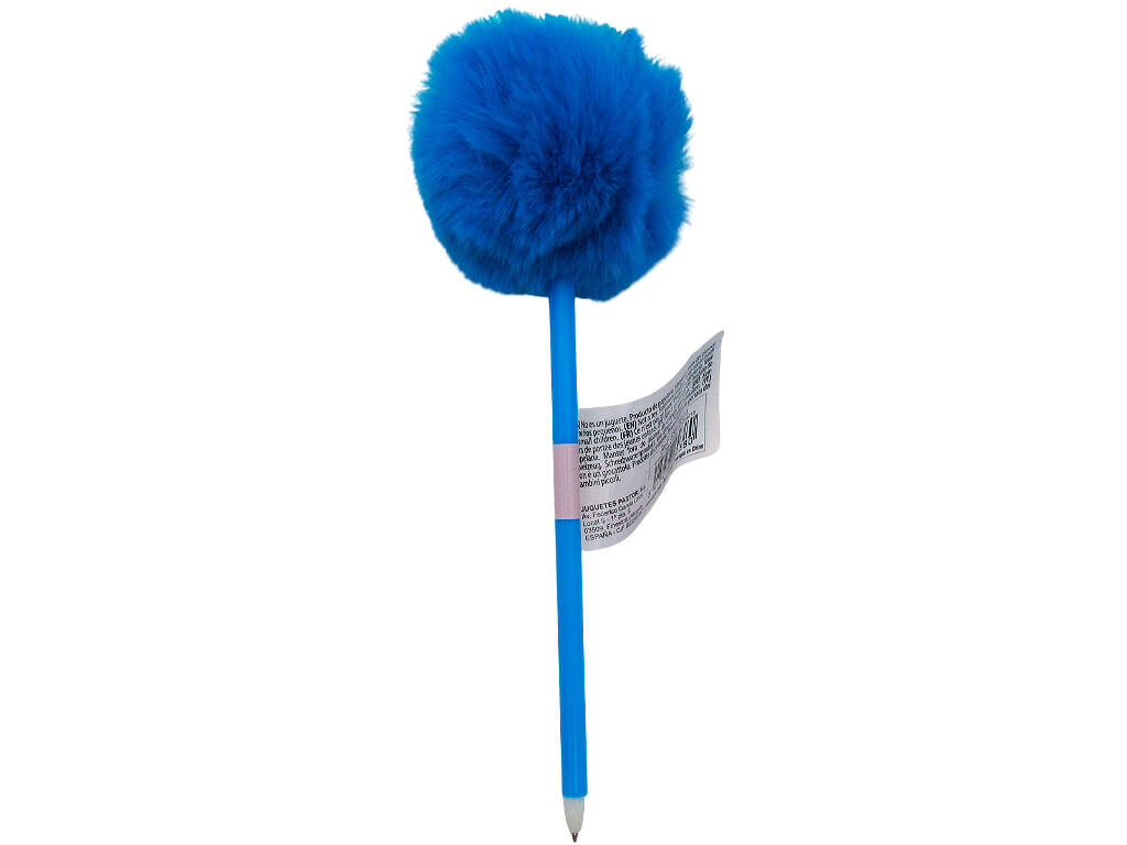 Penna a sfera nera con pompon e corona da 22 cm