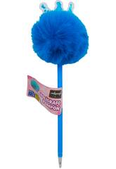 Penna a sfera nera con pompon e corona da 22 cm